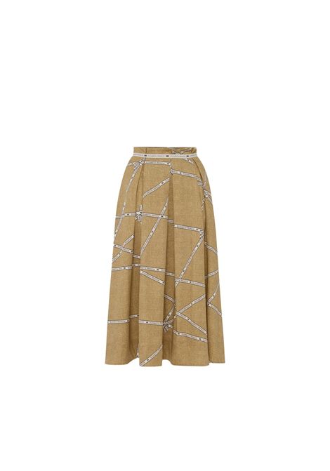 Gonna Elisabetta Franchi donna GO11452E2 BE1 paglia burro a ruota con tasche stampa 3d ELISABETTA FRANCHI | Gonne | GO11452E2BE1